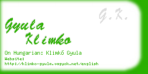 gyula klimko business card